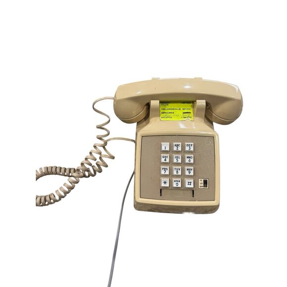 Vintage AT&T Western Electric Cream Corded Cradle Touch Phone Made in USA - Picture 1 of 8